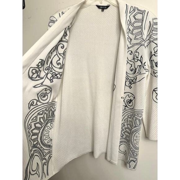 Misook White Embroidered Art Jacket Women’s Sz. L Sophisticated Versatile - Picture 8 of 11